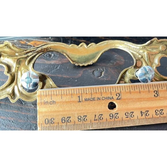 4 Classic Vintage Brass Drawer French Provincial Handles 6.25" L  2.75 Spread - Picture 5 of 7